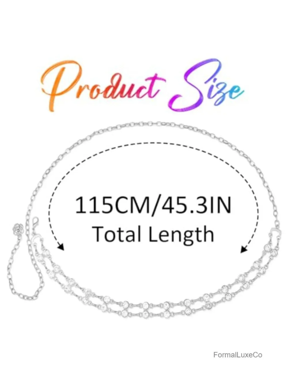 Rhinestone Chain Belt Sparkly Bling Waist Chain for Dress Fashion